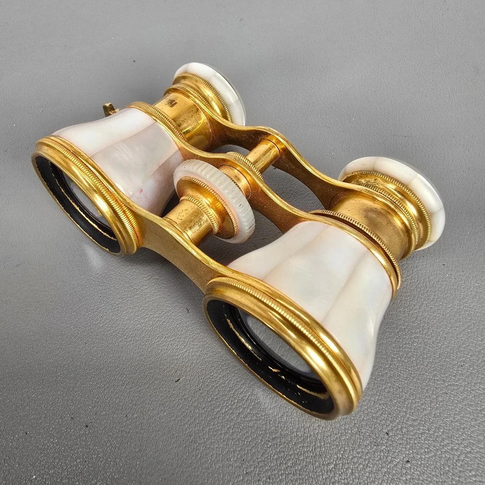 Antique Lemaire FI Paris Mother of Pearl Brass Opera Glasses Theater Binoculars